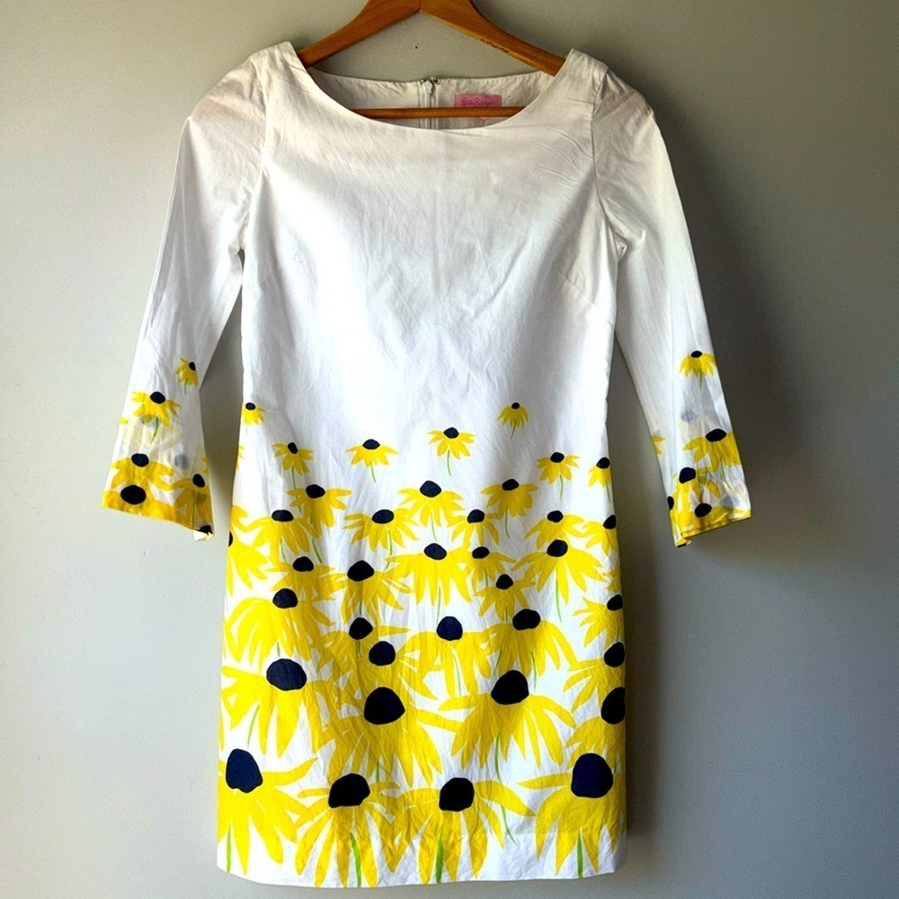 Lilly Pulitzer 3/4 sleeve Yellow Daisy Dress size 0